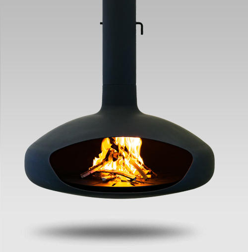 The Hearth - a wood burning or bioethanol fuelled fire. Aurora Suspended Fires. Byron Bay Australia.